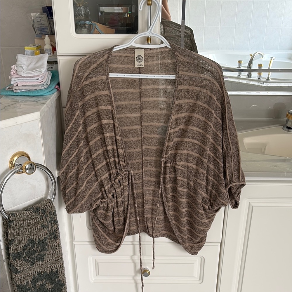 Twinkle by Wenlan Brown Striped Tunic
